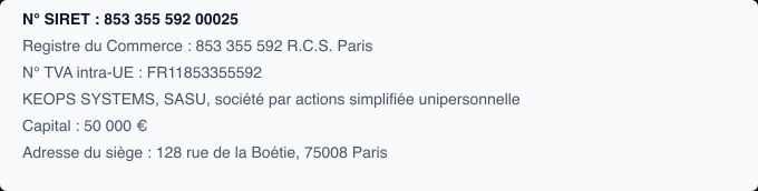 Informations éditeur du site